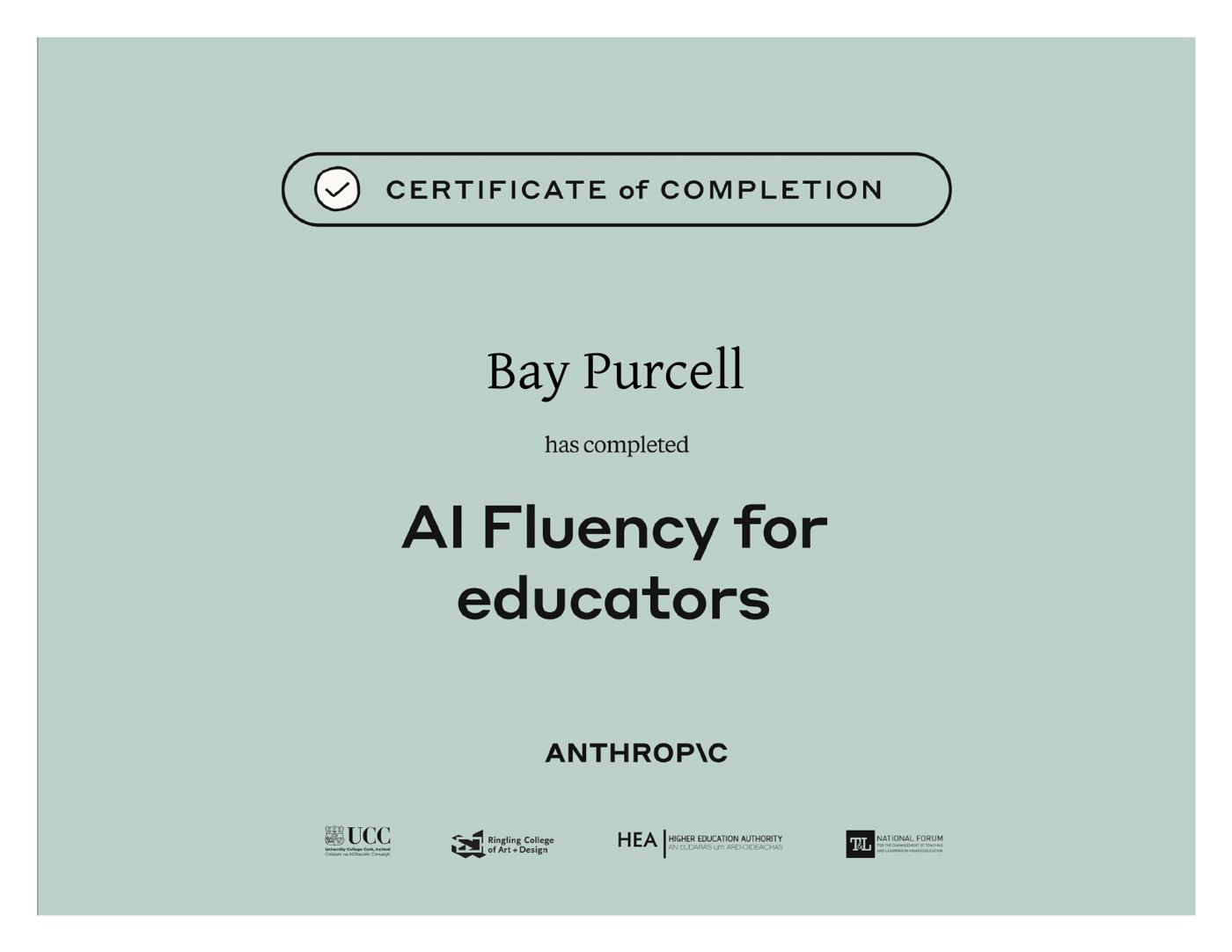 AI Fluency for Educators certificate